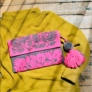 Crocus Embroidered wool handbag